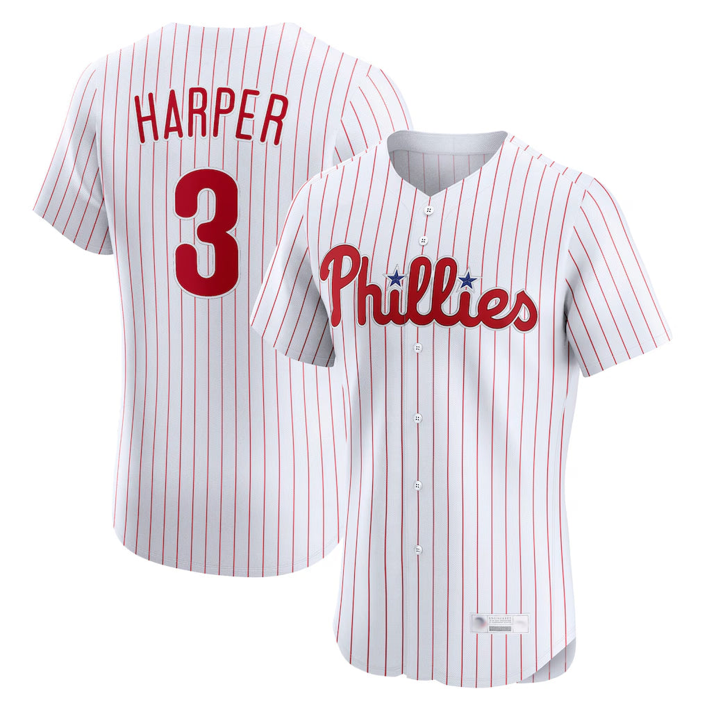 Ldoa P.Phillies #3 Bryce Harper Player White Home Limited Elite Stitched Jerseys