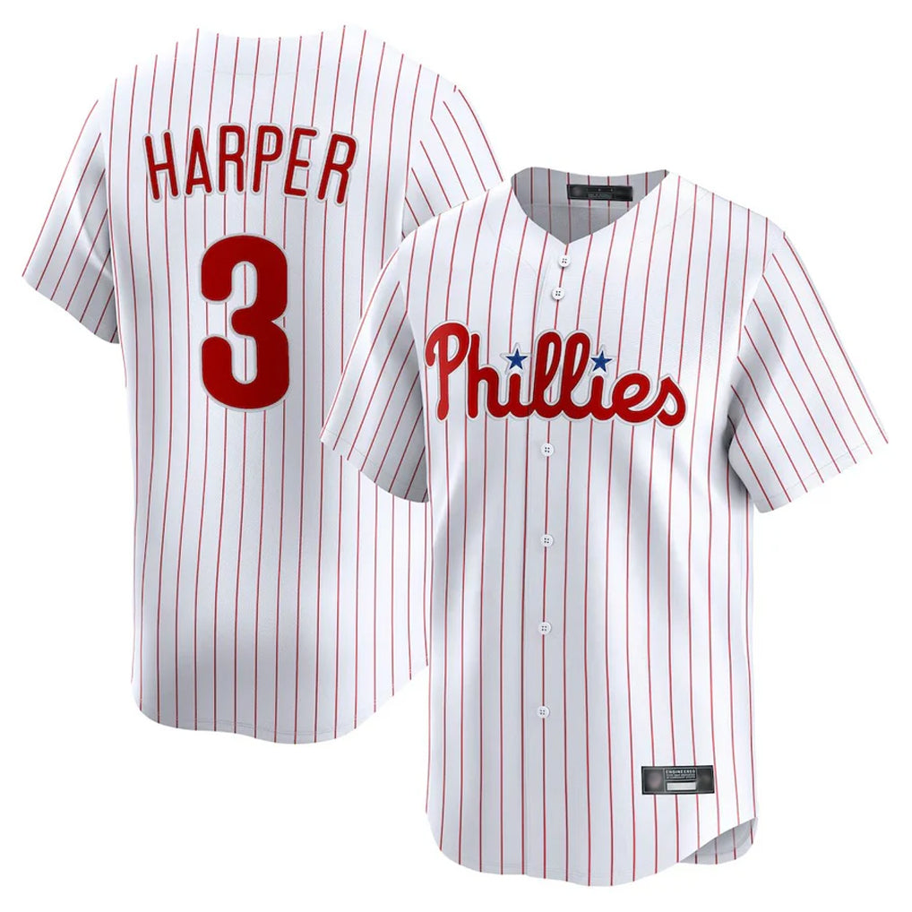 Ldoa P.Phillies #3 Bryce Harper Player White Home Limited Stitched Jerseys