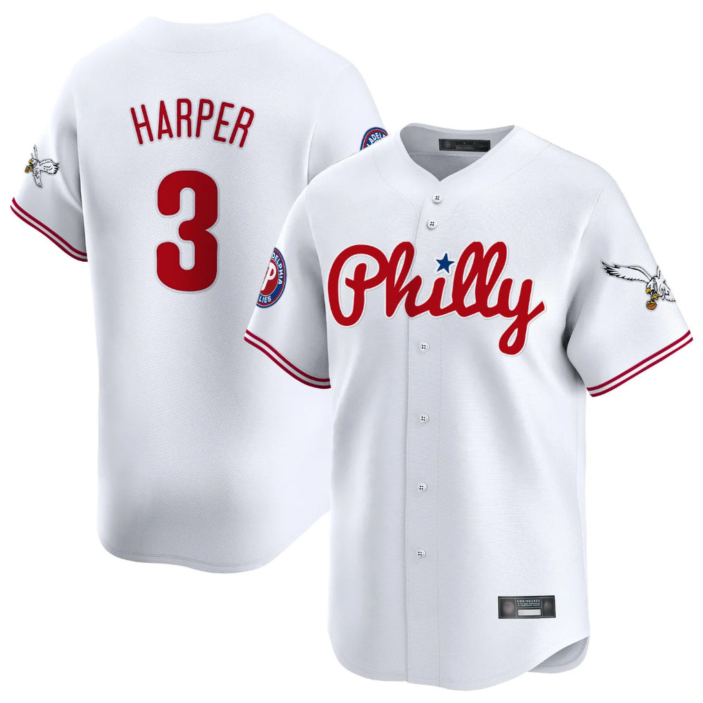 Ldoa P.Phillies #3 Bryce Harper Player White Phillies & Eagles Vapor Premier Limited Stitched Jersey