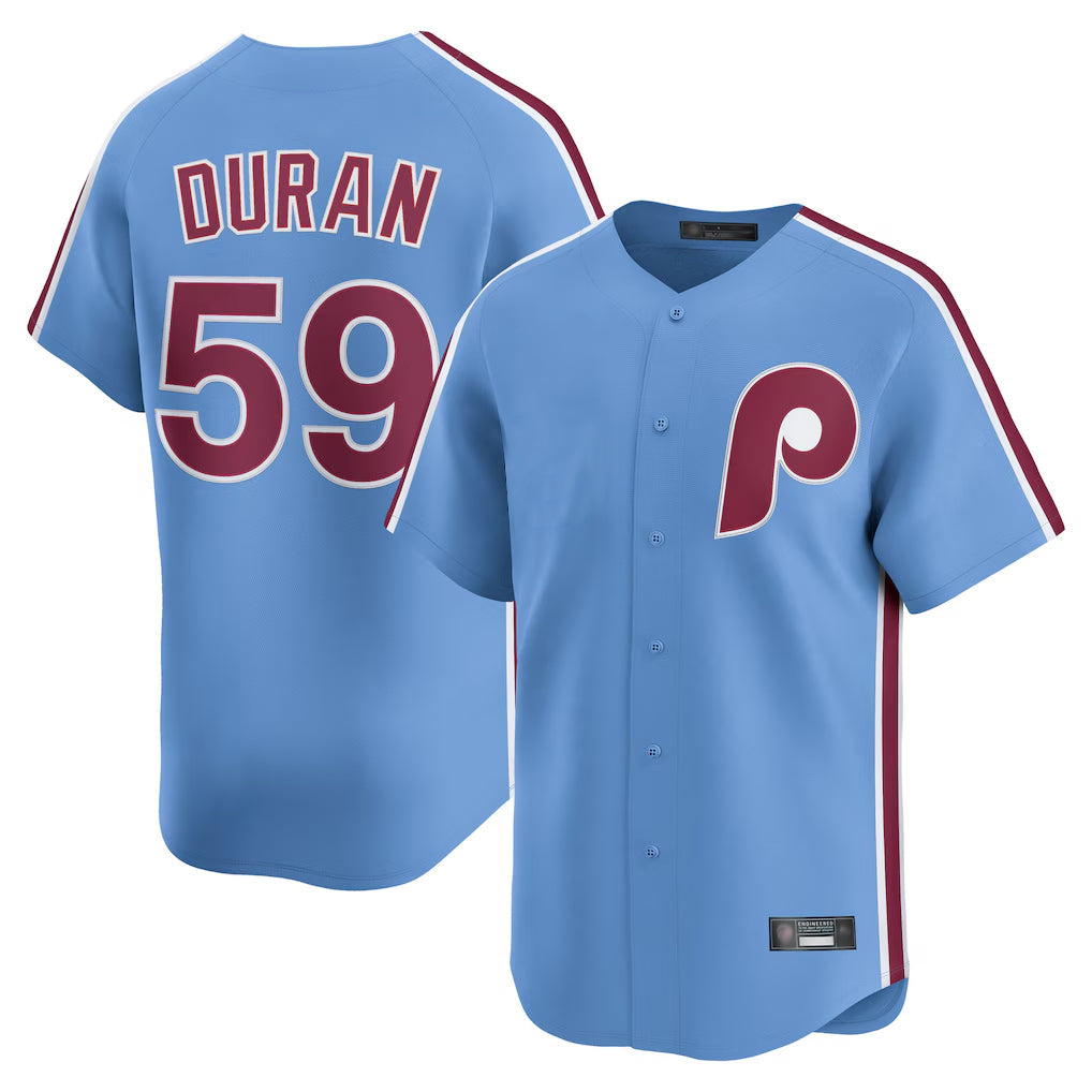 Ldoa P.Phillies #59 Jhoan Duran Player Light Blue Home Game Stitched Jerseys