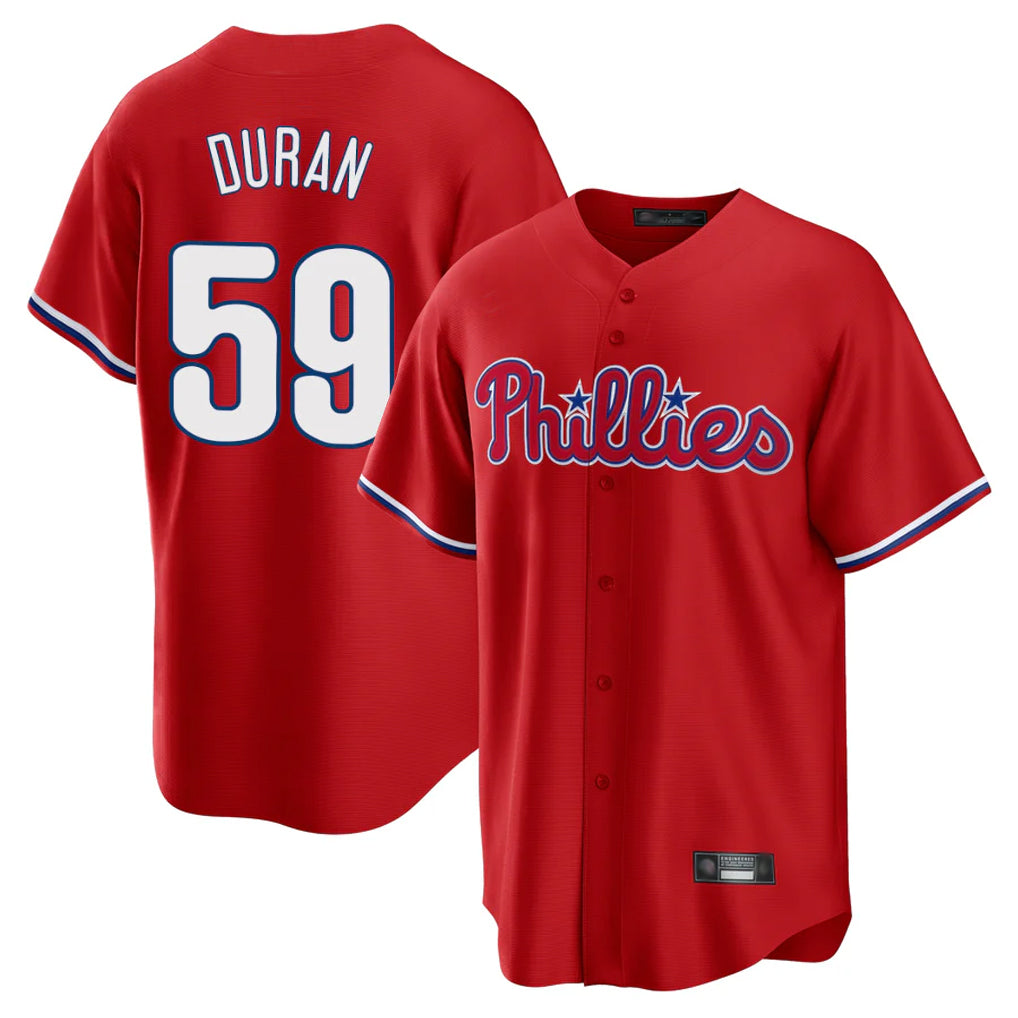 Ldoa P.Phillies #59 Jhoan Duran Player Red Home Game Stitched Jerseys