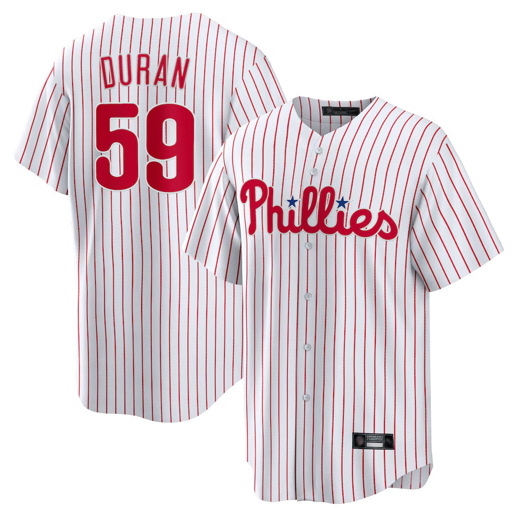 Ldoa P.Phillies #59 Jhoan Duran Player White Home Game Stitched Jerseys