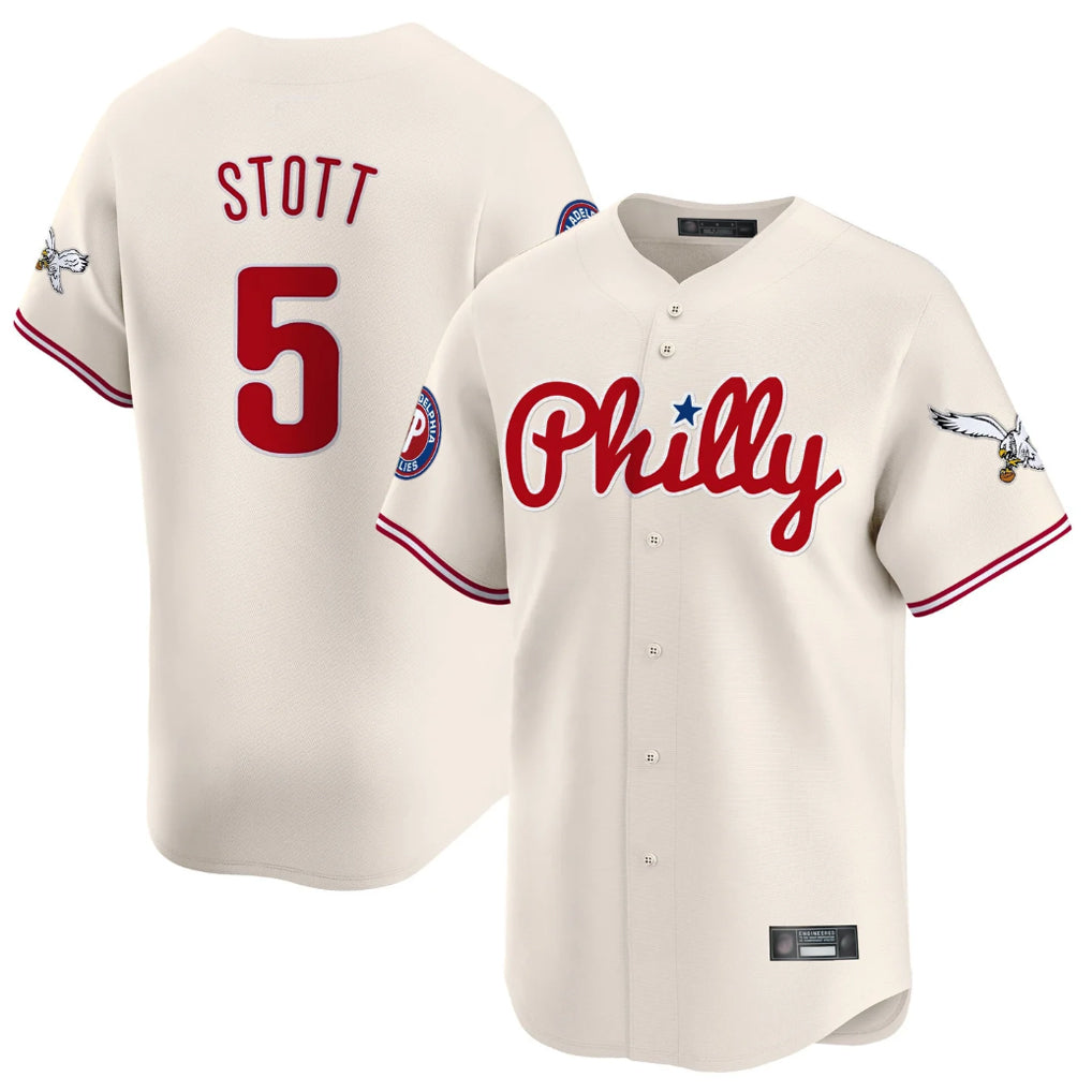 Ldoa P.Phillies #5 Bryson Stott Player Cream Phillies & Eagles Vapor Premier Limited Stitched Jerseys