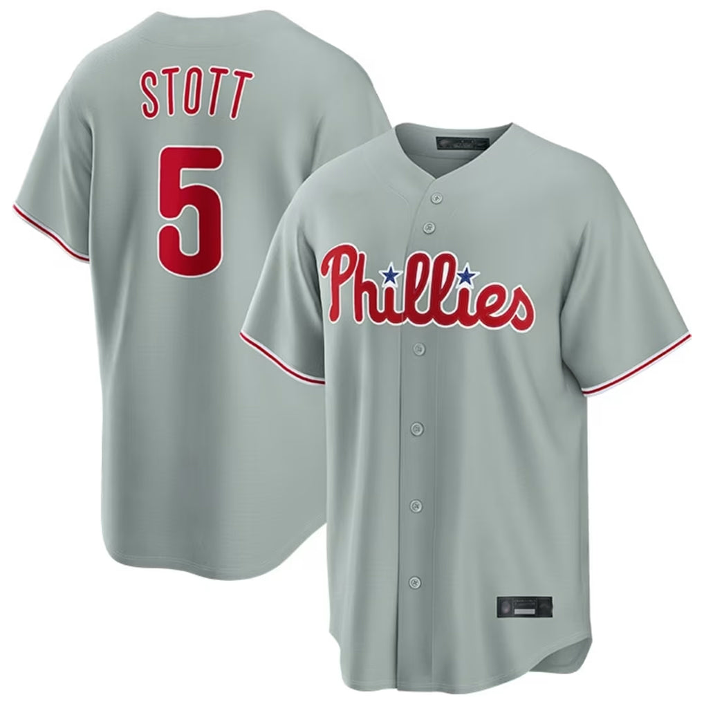 Ldoa P.Phillies #5 Bryson Stott Player Gray Home Game Stitched Jerseys