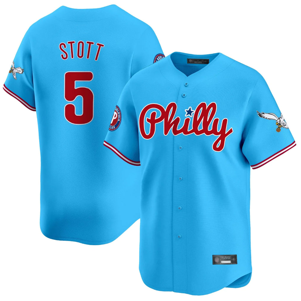 Ldoa P.Phillies #5 Bryson Stott Player Light Blue Phillies & Eagles Vapor Premier Limited Stitched Jerseys
