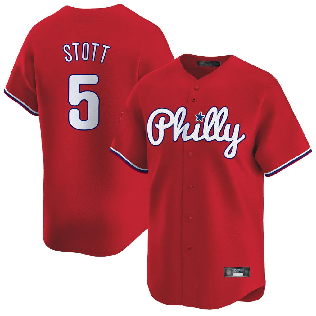 Ldoa P.Phillies #5 Bryson Stott Player Red Home Limited Stitched Jerseys