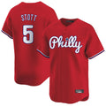 Ldoa P.Phillies #5 Bryson Stott Player Red Home Limited Stitched Jerseys