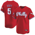 Ldoa P.Phillies #5 Bryson Stott Player Red Phillies & Eagles Vapor Premier Limited Stitched Jerseys