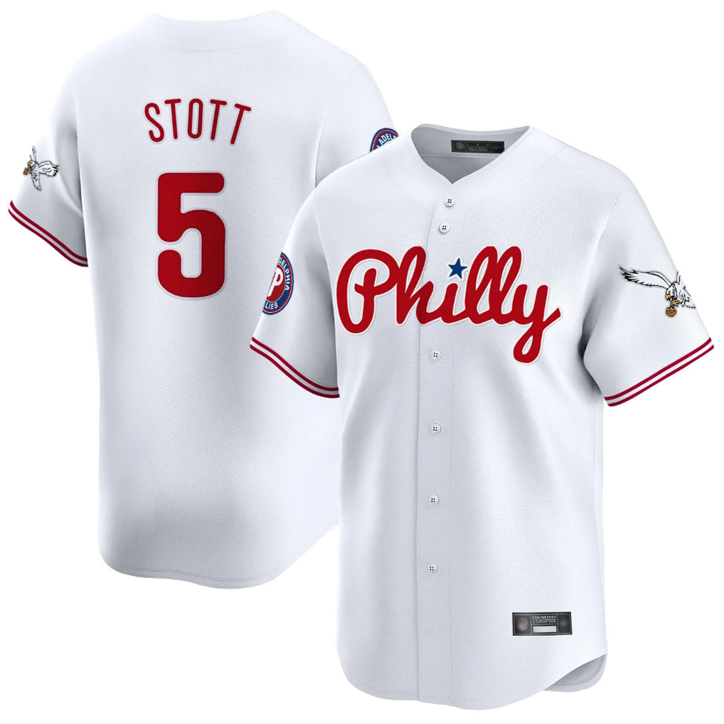 Ldoa P.Phillies #5 Bryson Stott Player White Phillies & Eagles Vapor Premier Limited Stitched Jerseys
