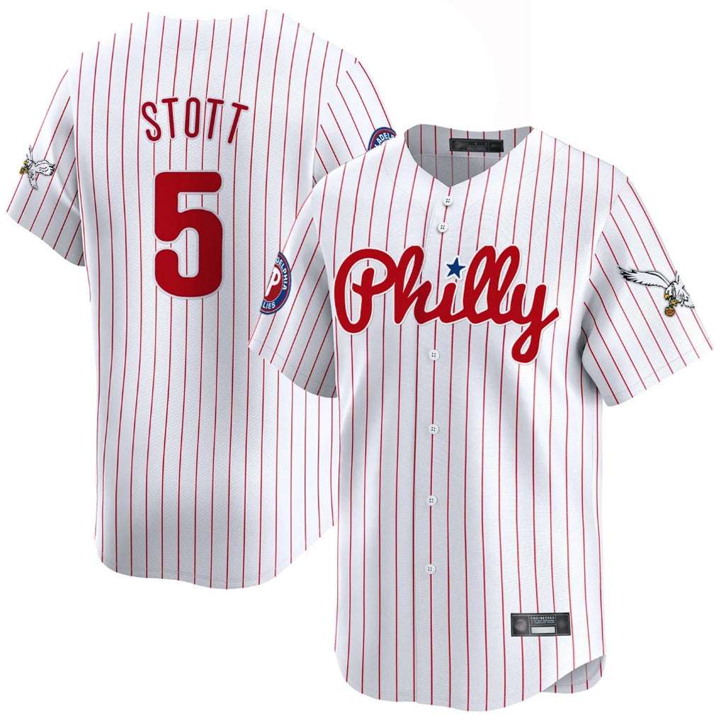 Ldoa P.Phillies #5 Bryson Stott Player White Pinstripe Phillies & Eagles Vapor Premier Limited Stitched Jerseys