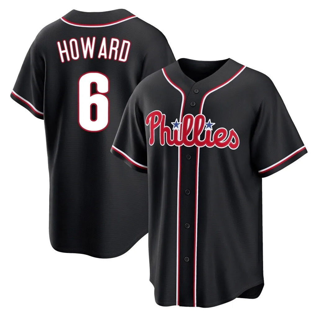 Ldoa P.Phillies #6 Ryan Howard Player Black Fashion Out Home Game Stitched Jerseys