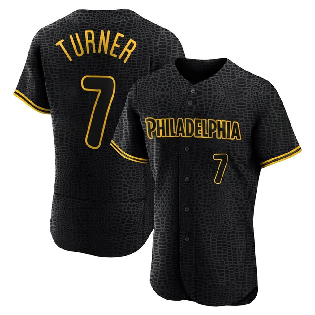 Ldoa P.Phillies #7 Trea Turner Player Black Snake Skin City Home Limited Elite Stitched Jerseys