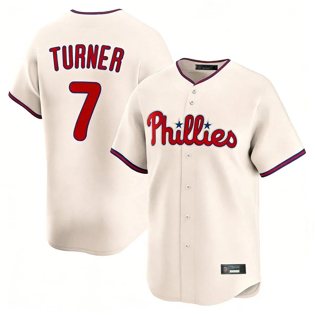 Ldoa P.Phillies #7 Trea Turner Player Cream Home Limited Stitched Jerseys