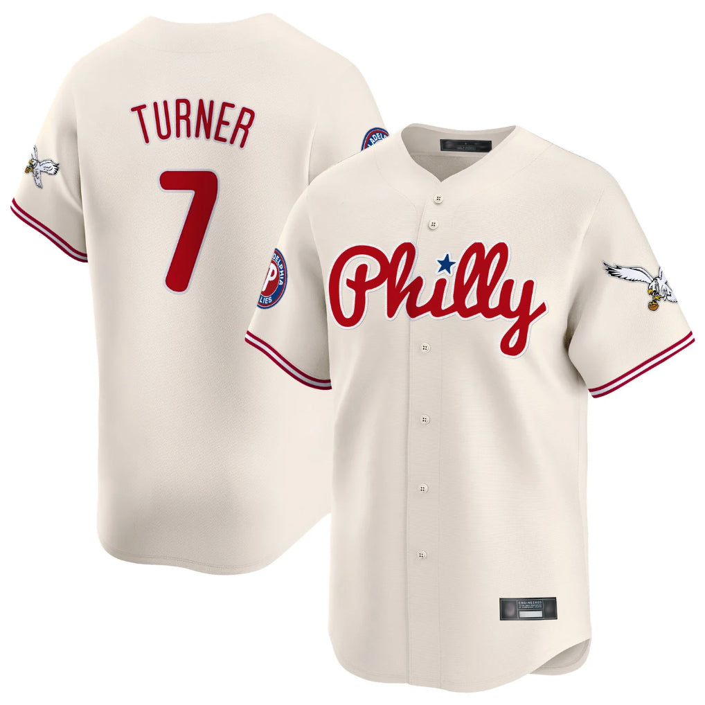 Ldoa P.Phillies #7 Trea Turner Player Cream Phillies & Eagles Vapor Premier Limited Stitched Jerseys