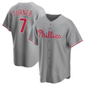 Ldoa P.Phillies #7 Trea Turner Player Gray Home Game Stitched Jerseys