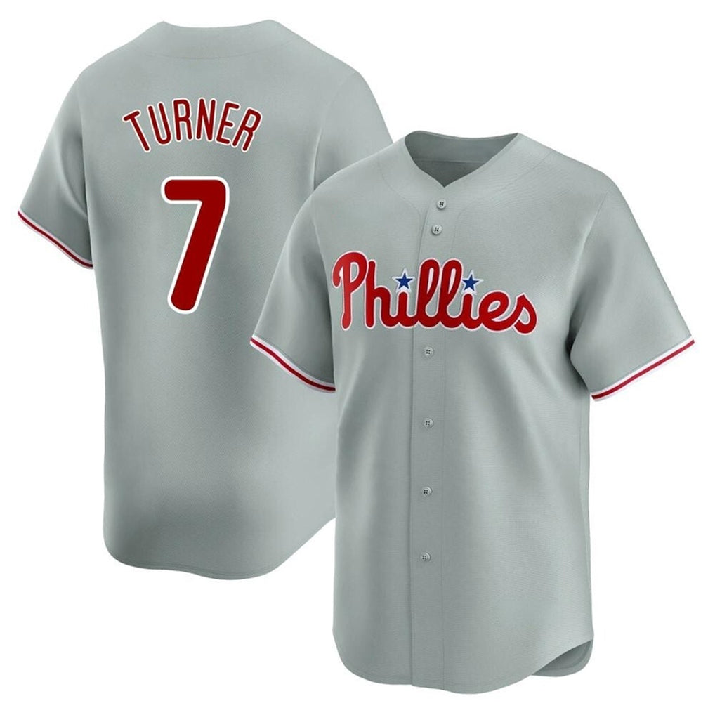 Ldoa P.Phillies #7 Trea Turner Player Gray Home Limited Stitched Jerseys