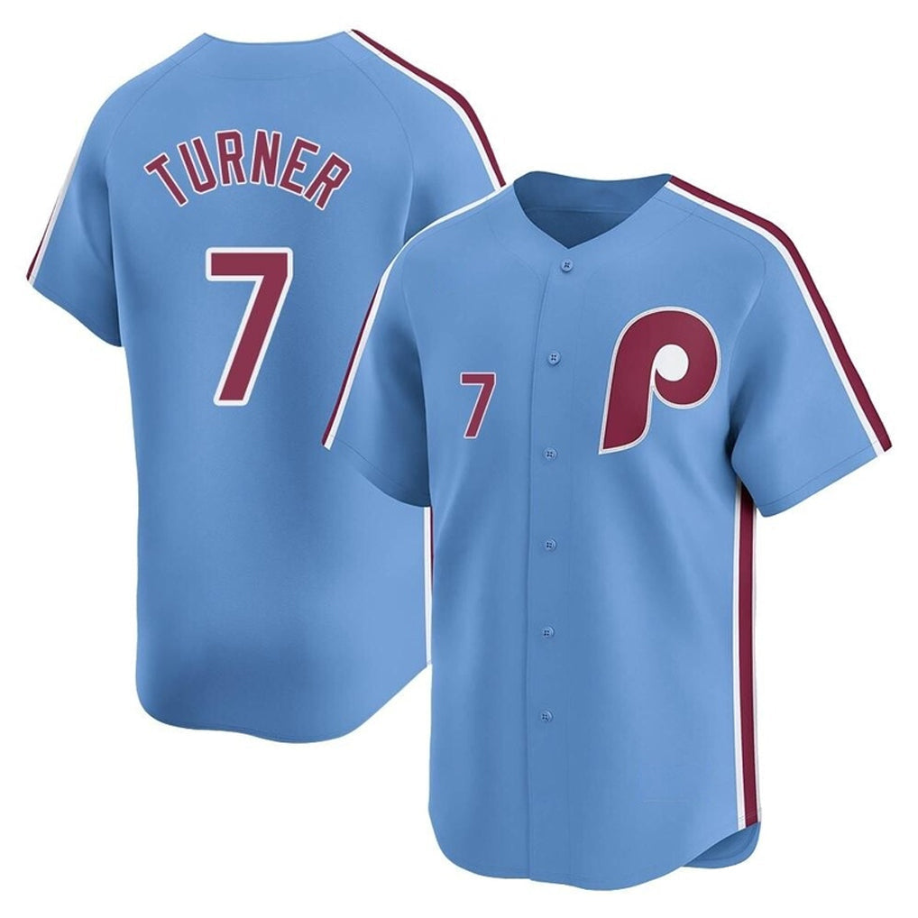 Ldoa P.Phillies #7 Trea Turner Player Light Blue Home Limited Stitched Jerseys