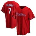 Ldoa P.Phillies #7 Trea Turner Player Red Home Game Stitched Jerseys