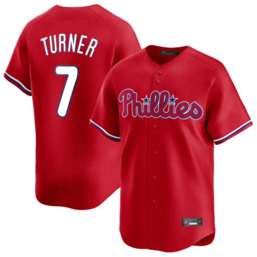 Ldoa P.Phillies #7 Trea Turner Player Red Home Limited Stitched Jerseys