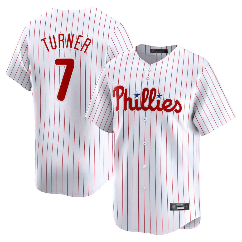 Ldoa P.Phillies #7 Trea Turner Player White Home Limited Stitched Jerseys