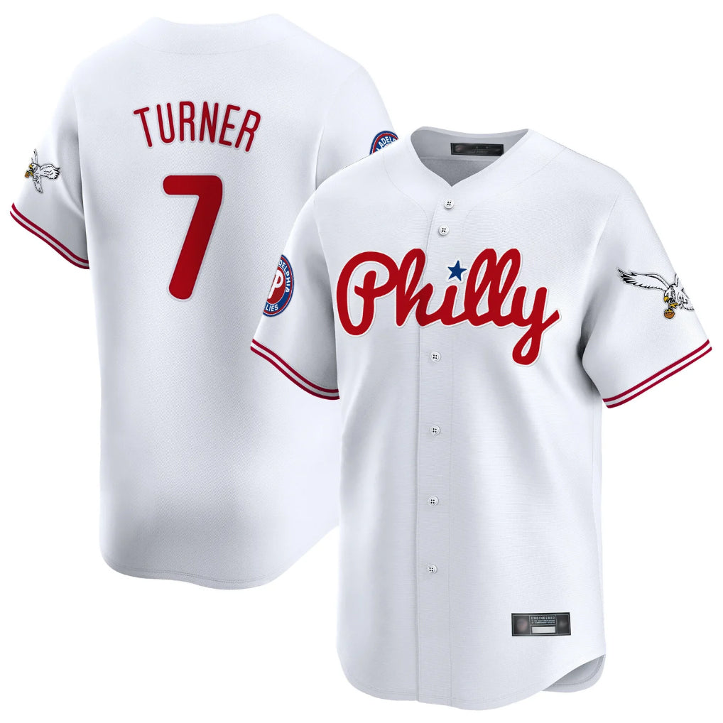 Ldoa P.Phillies #7 Trea Turner Player White Phillies & Eagles Vapor Premier Limited Stitched Jerseys