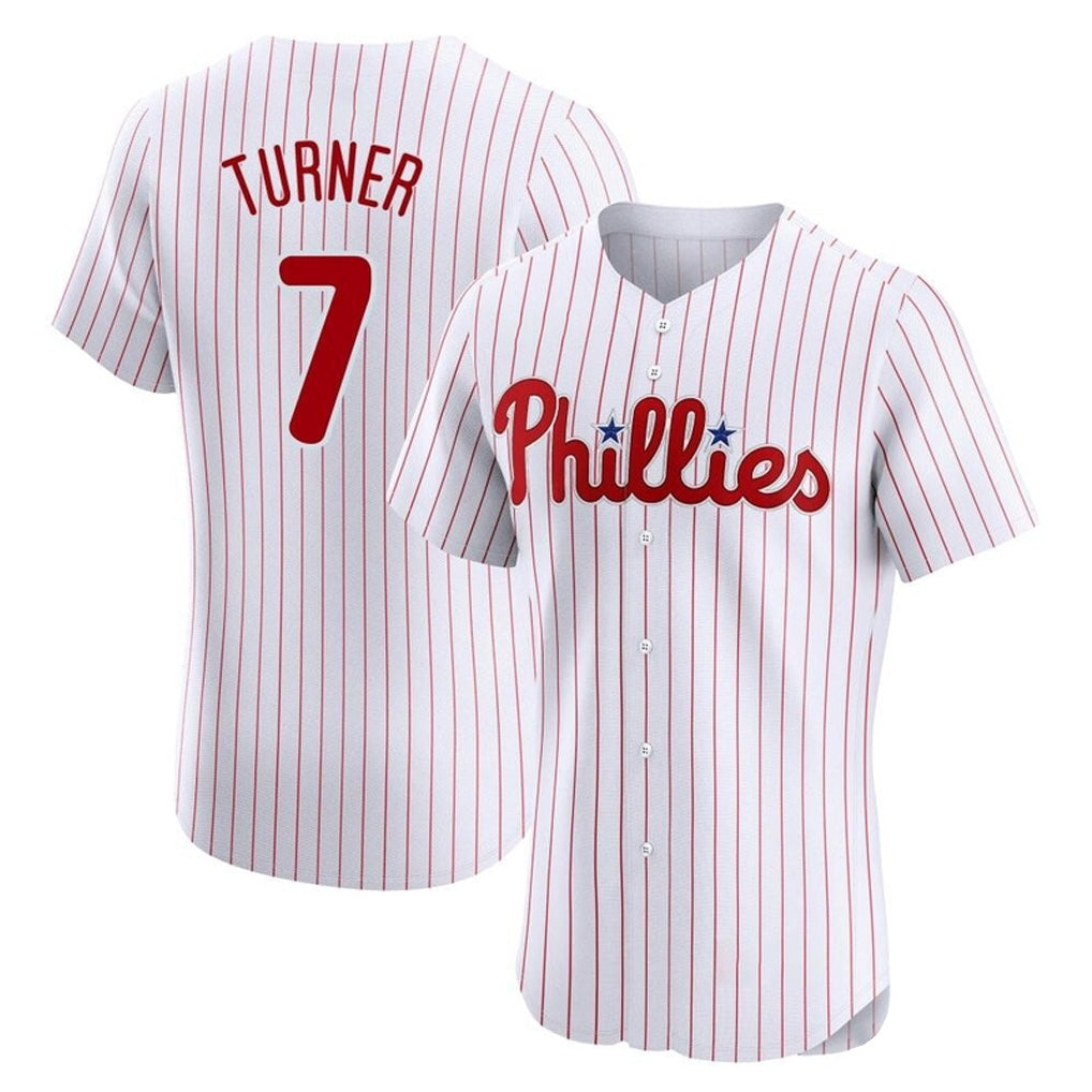 Ldoa P.Phillies #7 Trea Turner Player White Pinstripe Phillies & Eagles Vapor Premier Limited Elite Stitched Jerseys