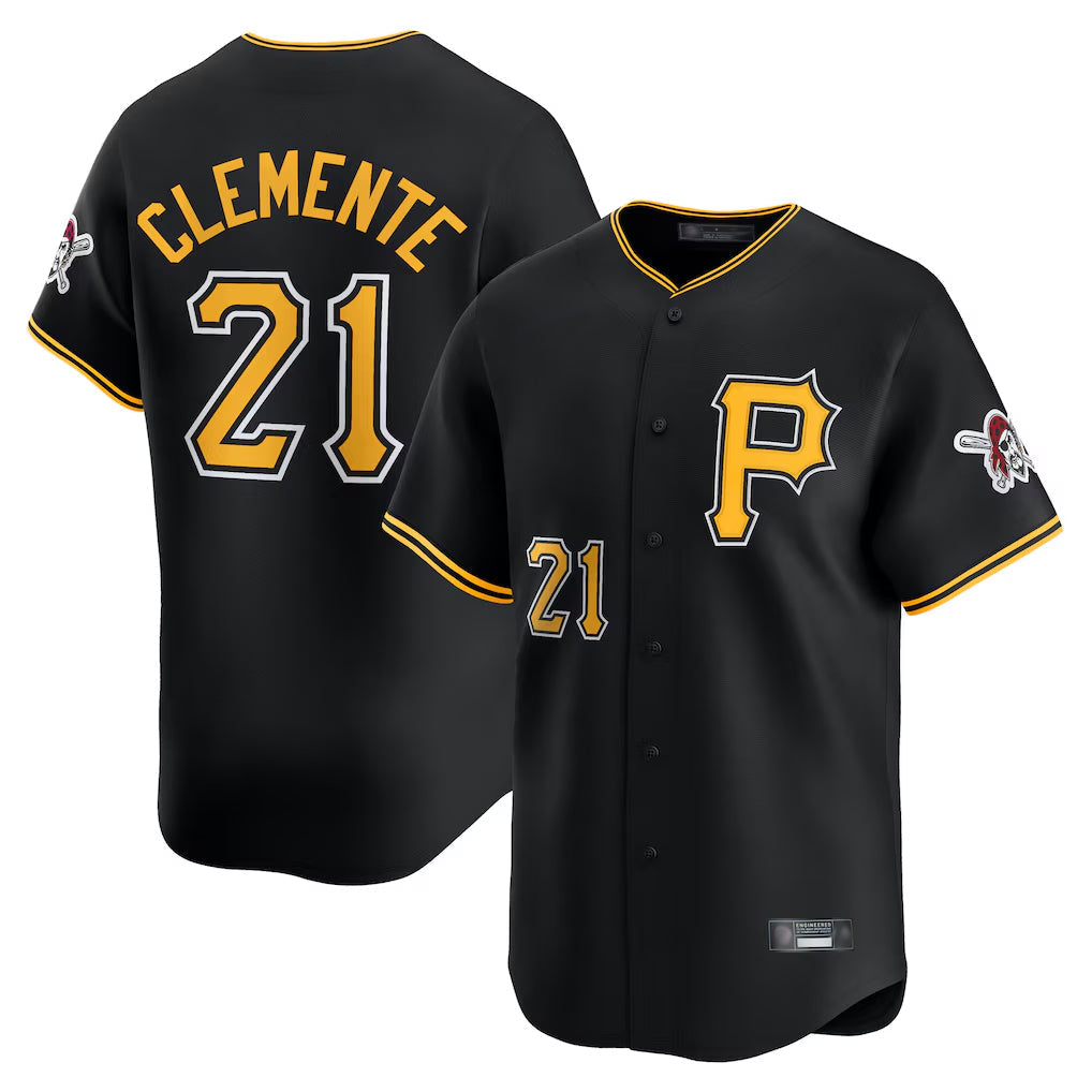 Ldoa P.Pirates #21 Roberto Clemente Player Black Alternate Limited Game Stitched Jerseys