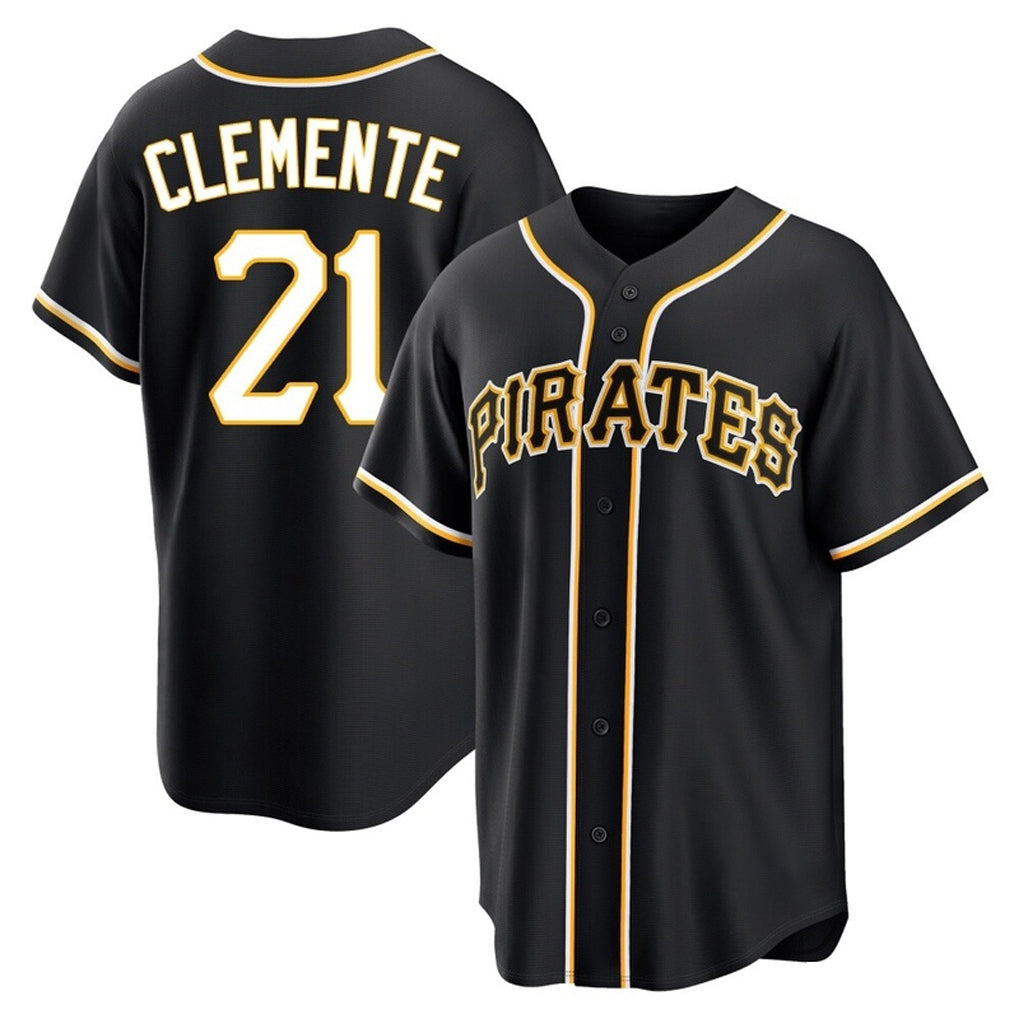 Ldoa P.Pirates #21 Roberto Clemente Player Black Fashion Out Home Game Stitched Jerseys