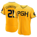 Ldoa P.Pirates #21 Roberto Clemente Player Gold City Connect Home Limited Elite Stitched Jerseys
