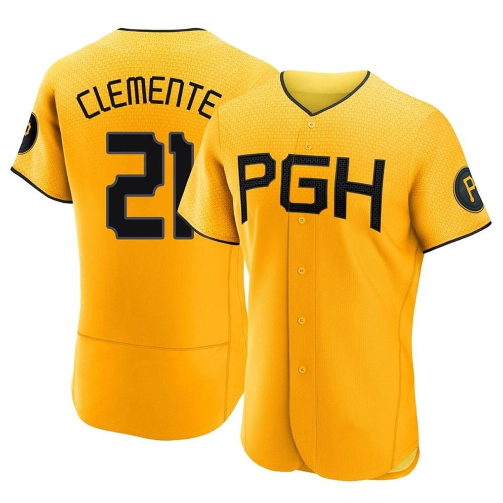 Ldoa P.Pirates #21 Roberto Clemente Player Gold City Connect Home Limited Elite Stitched Jerseys