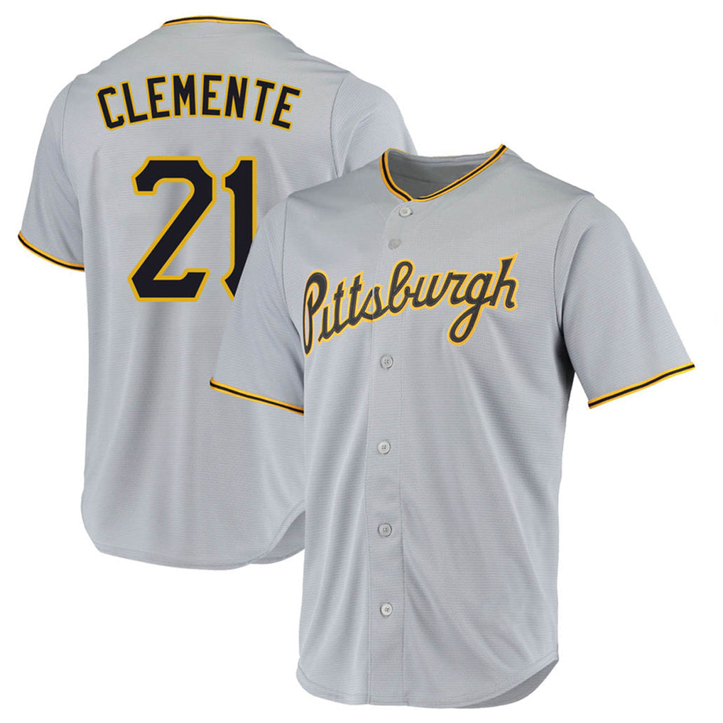 Ldoa P.Pirates #21 Roberto Clemente Player Gray Road Home Game Stitched Jerseys