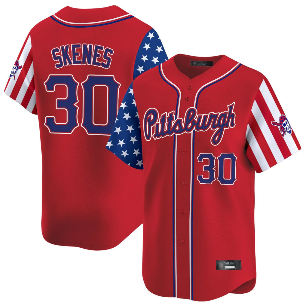 Ldoa P.Pirates #30 Paul Skenes Player Red 2025 Independence Day Vapor Premier Limited Stitched Jerseys