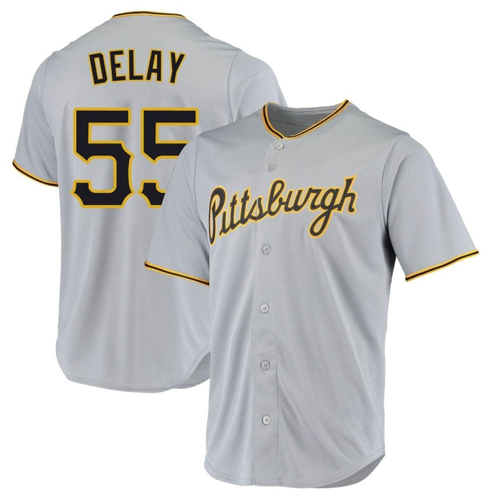 Ldoa P.Pirates #55 Jason Delay Player Gray Road Home Game Stitched Jerseys