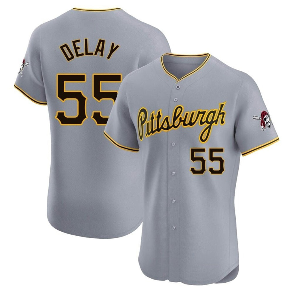 Ldoa P.Pirates #55 Jason Delay Player Gray Road Home Limited Elite Stitched Jerseys