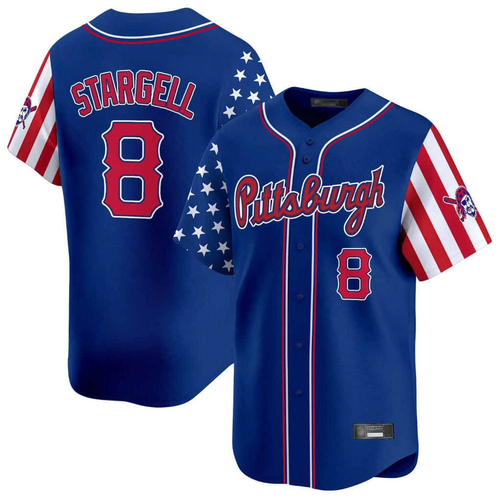 Ldoa P.Pirates #8 Willie Stargell Player Royal 2025 Independence Day Vapor Premier Limited Stitched Jerseys