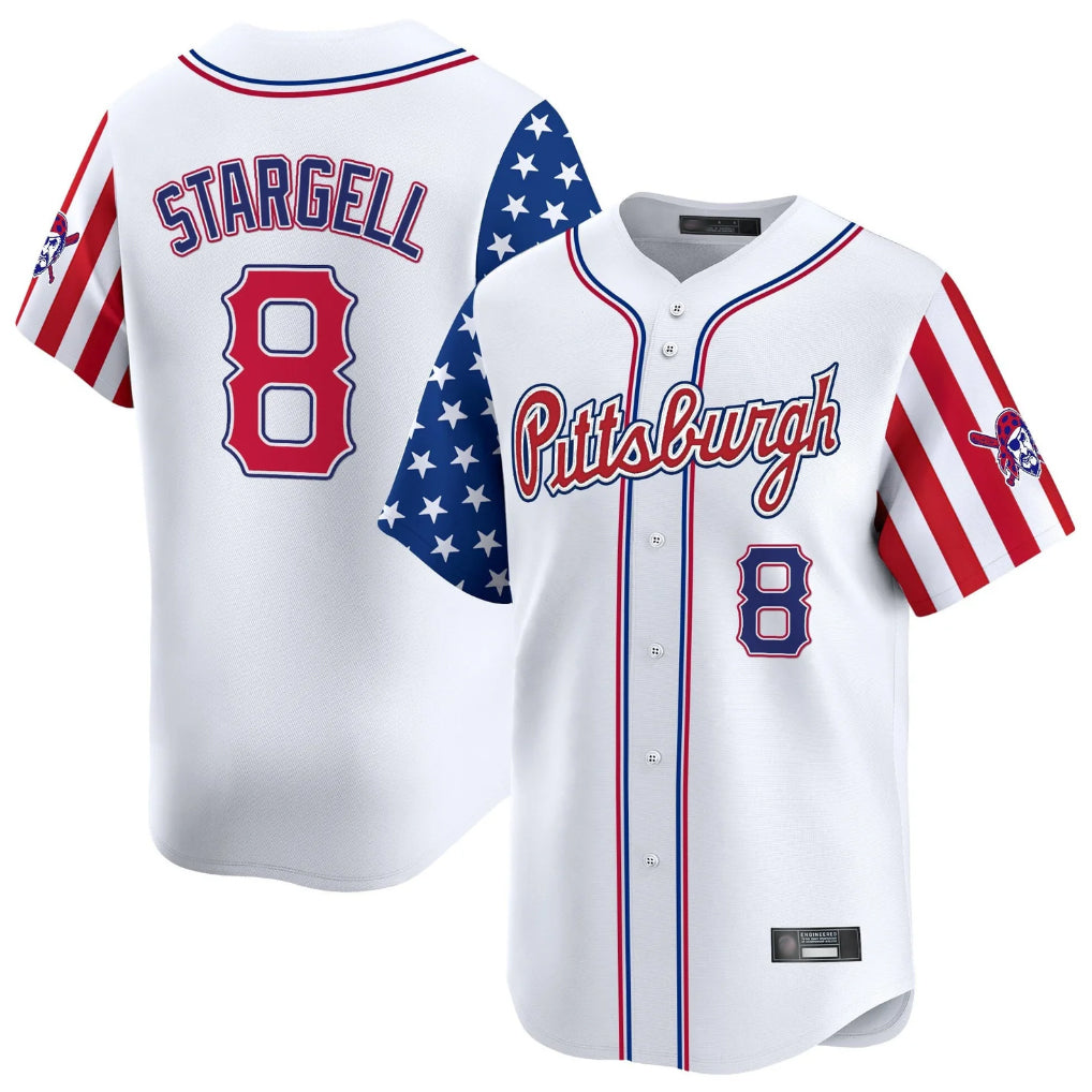 Ldoa P.Pirates #8 Willie Stargell Player White 2025 Independence Day Vapor Premier Limited Stitched Jerseys