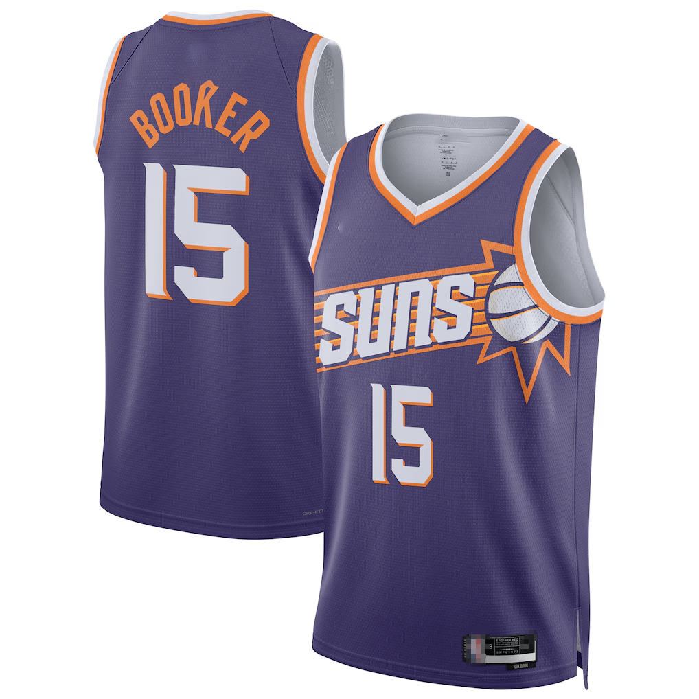 Ldoa P.Suns #15 Devin Booker Purple Swingman Player Jerseys - Icon Edition