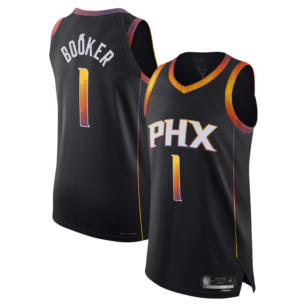 Ldoa P.Suns #1 Devin Booker Black Authentic Player Jerseys - Statement Edition