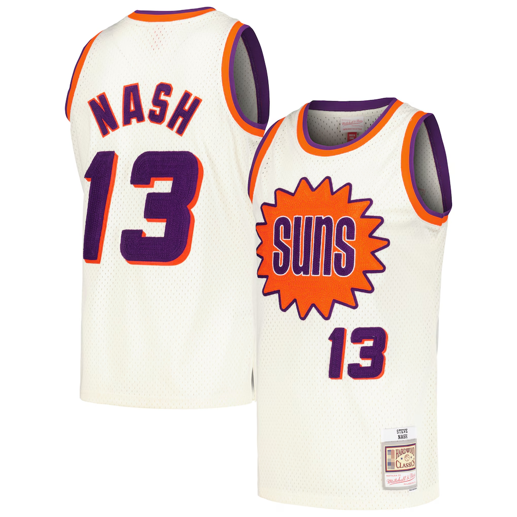 Ldoa P.Sunss #13 Steve Nash Mitchell & Ness Cream Chainstitch Swingman Jerseys