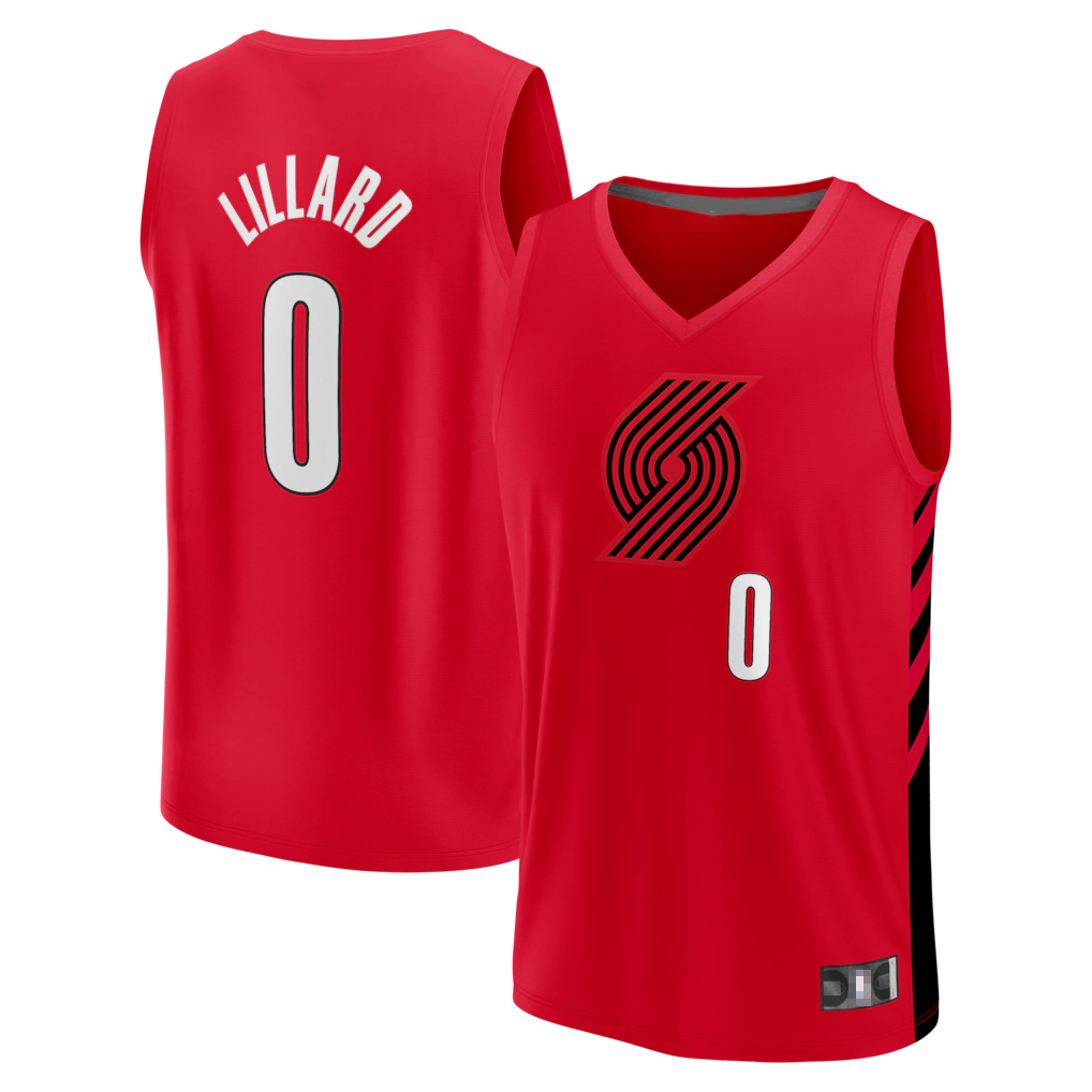 Ldoa PT.Blazers #0 Damian Lillard Fanatics Red Fast Break Replica Jerseys - Statement Edition