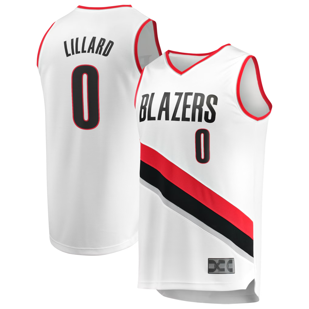 Ldoa PT.Blazers #0 Damian Lillard Fanatics White Fast Break Replica Jerseys - Association Edition