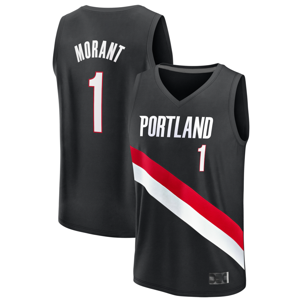 Ldoa PT.Blazers #1 Ja Morant Fanatics Black Fast Break Jerseys - Icon Edition