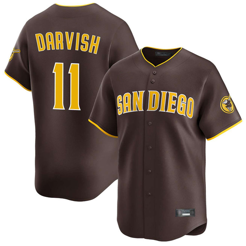 Ldoa S.Diego Padres #11 Yu Darvish Player Brown Home Limited Game Stitched Jerseys