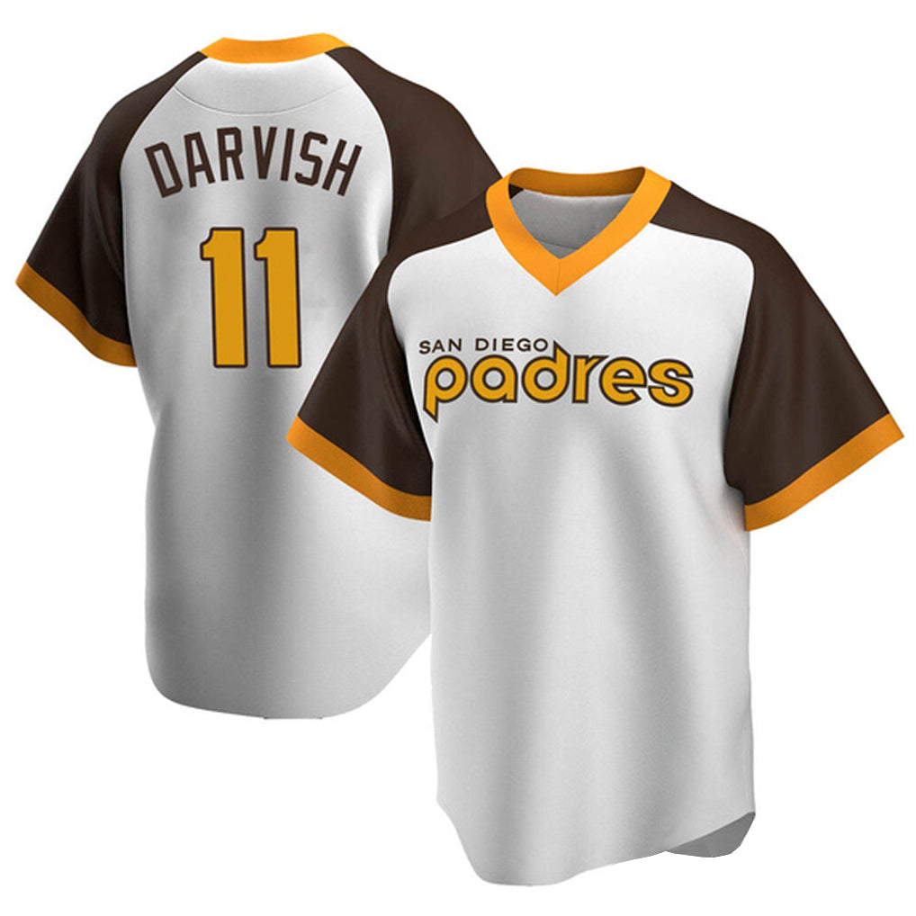 Ldoa S.Diego Padres #11 Yu Darvish Player White Home Cooperstown Collection Replica Game Stitched Jerseys