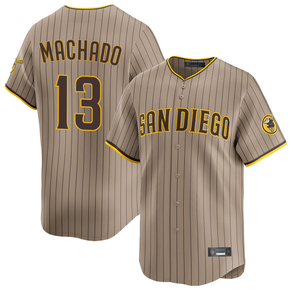 Ldoa S.Diego Padres #13 Manny Machado Player Khaki Home Limited Stitched Jerseys