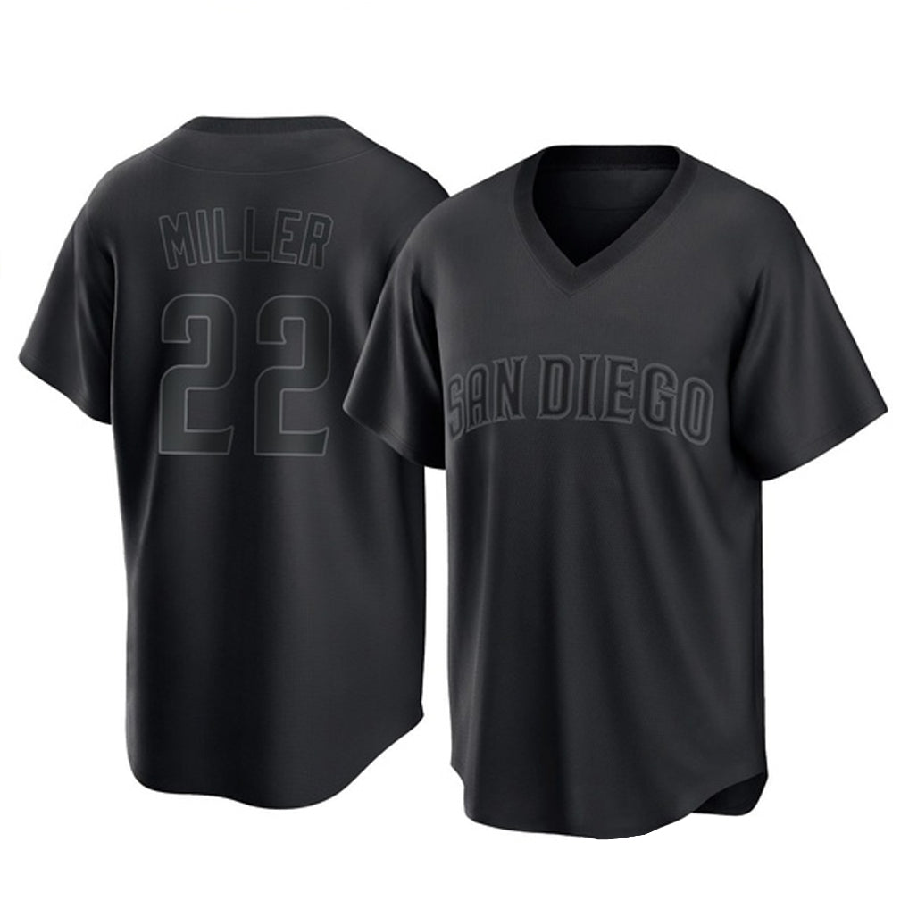 Ldoa S.Diego Padres #22 Mason Miller Player Black Pitch Fashion Game T-shirt Stitched Jerseys