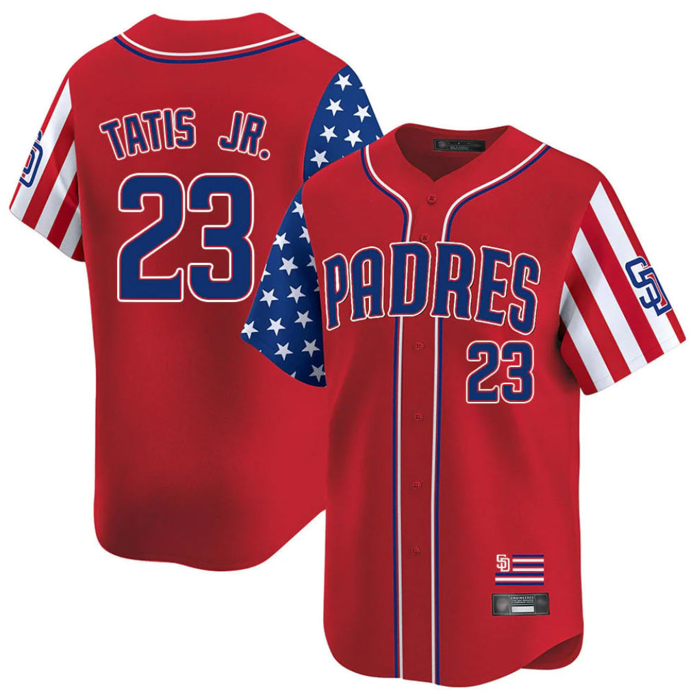 Ldoa S.Diego Padres #23 Fernando Tatis Jr Player Red Independence Day Home Limited Stitched Jerseys