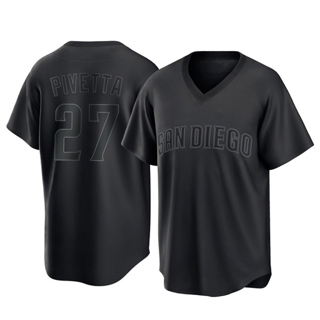 Ldoa S.Diego Padres #27 Nick Pivetta Player Black Pitch Fashion Game T-shirt Stitched Jerseys