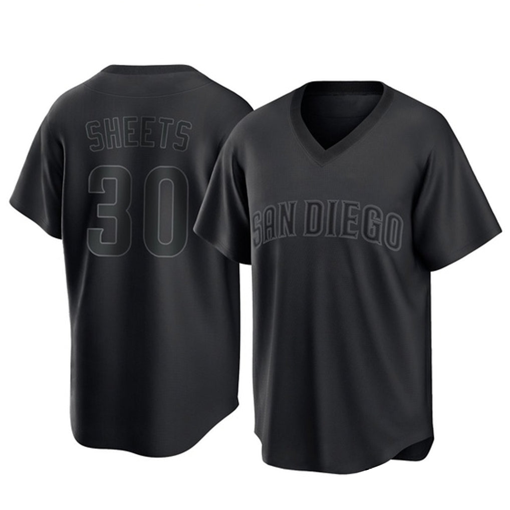 Ldoa S.Diego Padres #30 Gavin Sheets Player Black Pitch Fashion Game T-shirt Stitched Jerseys