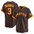 Ldoa S.Diego Padres #3 Jackson Merrill Player Brown Home Cooperstown Collection Replica Game Stitched Jerseys